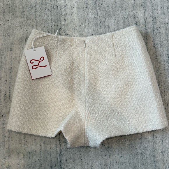 L'Academie Cream Tweed High Waist Shorts NWT - Picture 5 of 6